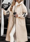 Women's Hooded Long Sleeve Knitted Sleeves Patchwork Casual Jacket