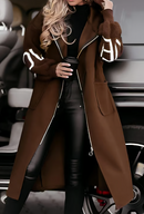 Women's Hooded Long Sleeve Knitted Sleeves Patchwork Casual Jacket