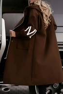 Women's Hooded Long Sleeve Knitted Sleeves Patchwork Casual Jacket