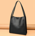 Solid Color Simple Genuine Leather Shoulder Bag